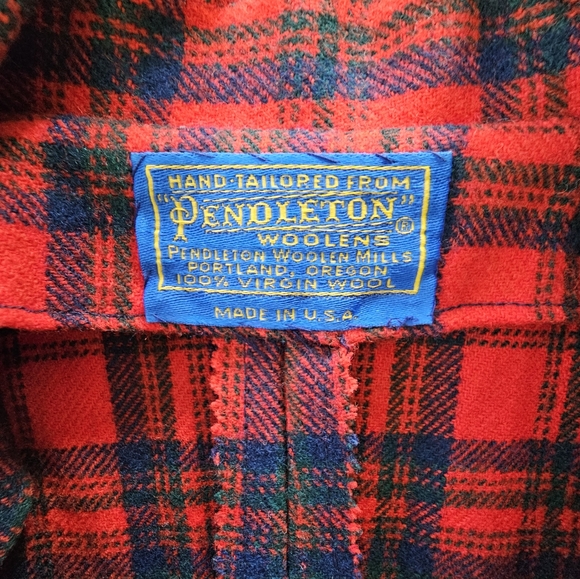 Vintage 1960's Era Pendleton Wool Red/Black/Green/Navy Tarten Plaid Skirt Set - Picture 4 of 17